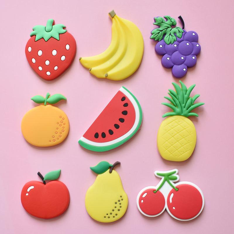 9pcs Cute Cartoon Fruit Magnets: Add Colorful Fun To Your Fridge with Creative Soft Rubber Stickers
