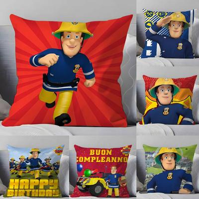 Funda de Almohada de Anime Linda F-Bombero S-Sam Suave Agradable a la Piel y Cómoda con Cremallera Oculta