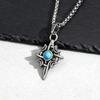 Stainless Steel Pendant Necklace For Men And Women, Punk Rock Street Style, Pretty Unique Turquoise Inlay Necklace