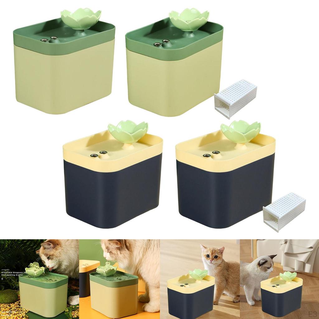 1.5L Cat Water Fountain Supplies Feeder Quiet Dispenser Portable Bowl Dish Accessories USB Drinking