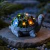 Yousheng Solar Turtle Statue Light, Garden Resin Turtle Succulents Sculpture Solar Light, Outdoor Waterproof Solar Yard Light for Patio Lawn