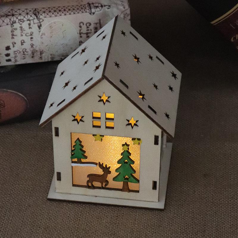 Glowing Wooden Christmas House Ornament DIY Kit for Kids