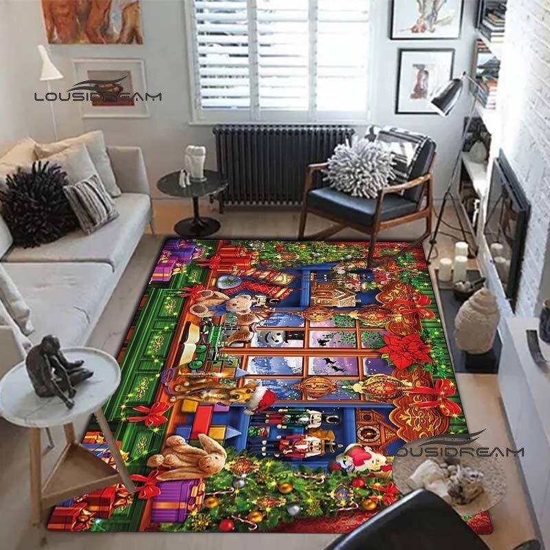 Weihnachts-Weihnachtsmann-Teppiche und Vorleger, Winter-Schnee-Teppich, Bodenmatte, Wohnzimmer, Schlafzimmer, großer Bereich, weicher Teppich, Kinderzimmer-Teppich
