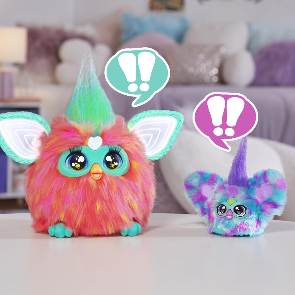 Furby Furblets Syrenka Mini Furby elektryczny pluszowy dla wieku 6+ i oryginalny produkt Przyjaciel, 45+ dźwięków, język, zabawka, w górę, wielokolorowy, G0401,