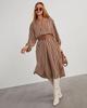 European and American Women's V-Neck Striped Belt Shirt Dress - Autumn 2025 Fashion