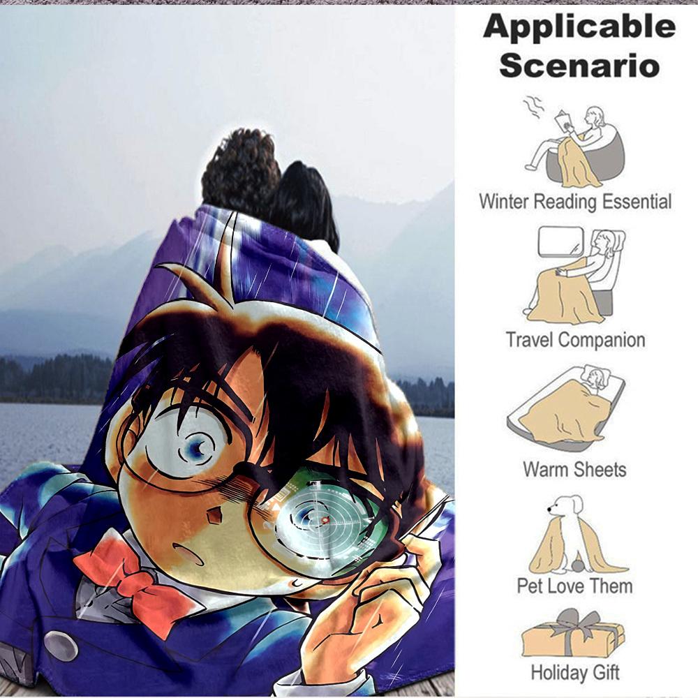 1pc Detective Conan Soft & Warm Flannel Blanket, Multi-Purpose Throw Blanket for Couch, Sofa, Office, Bed, Camping, Travel 171
