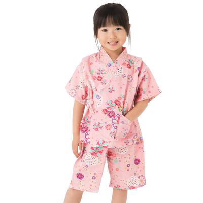 Watanosato Size Ripple Fabric Jinbei for Children 140/Pink Girls,