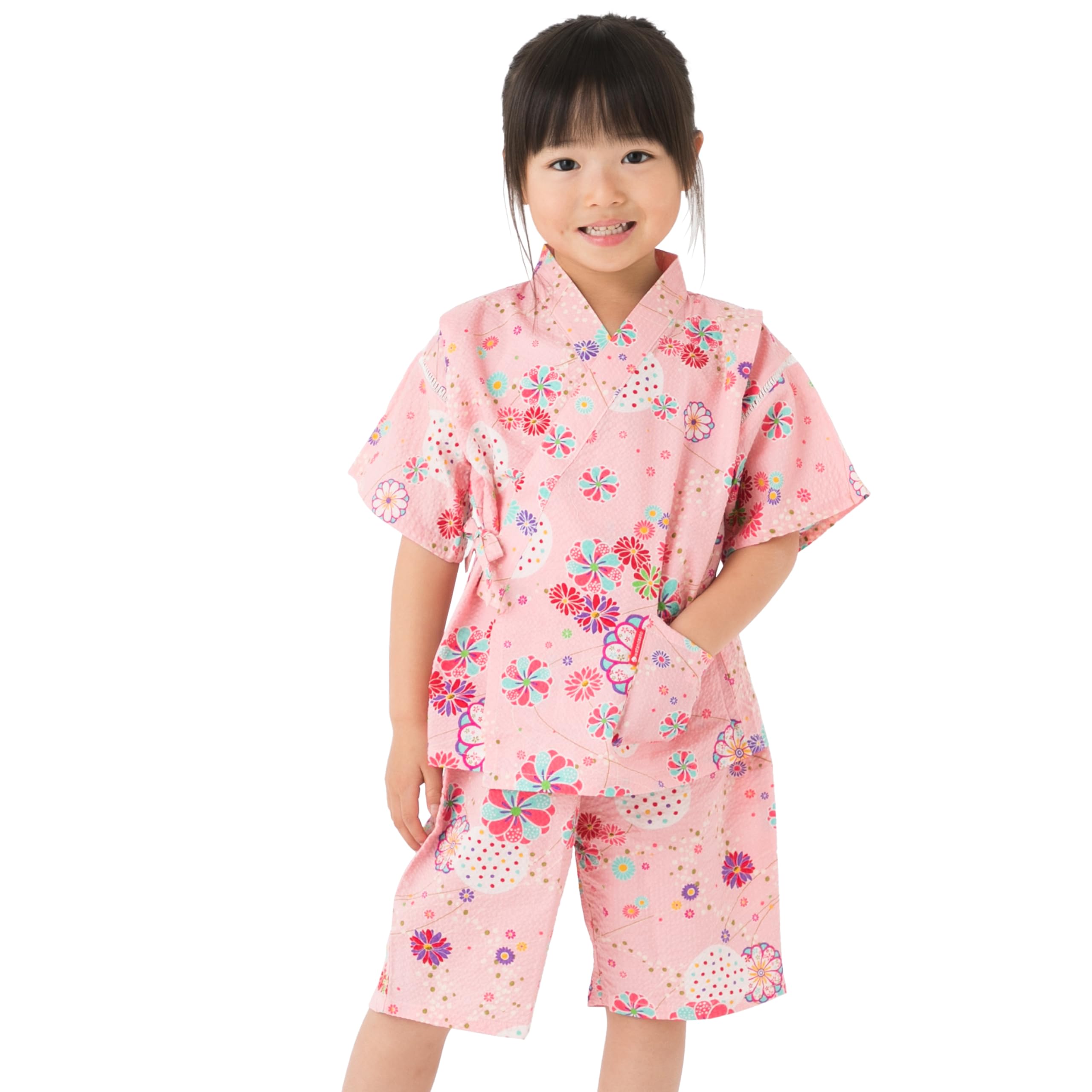 

Ватаносато Размер Вафельная ткань Джинбей для детей 140/Розовый для девочек, розовый