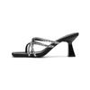 33-Rhinestone high-heeled slippers women's summer new square head wine glass and high heels cross-strap cool slippers
