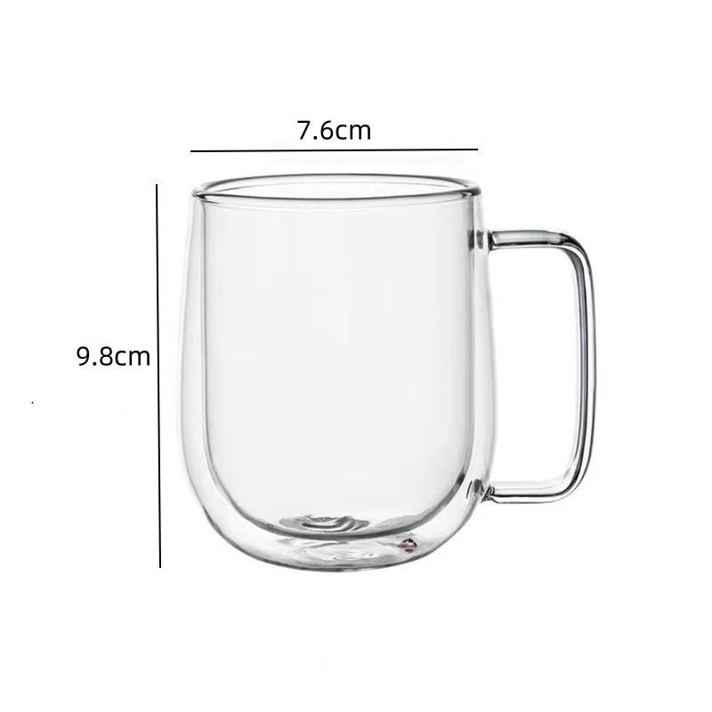 150/250/350ML Glass Cup Double Wall Glass Coffee Milk Beer Cups with Handle Cold and Heat Resistance Home Office Drinking Tools