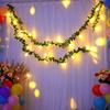LED Ivy Mini Ball Fairy Lights with Leaf, Round Ball String Green Vine Garland Lights