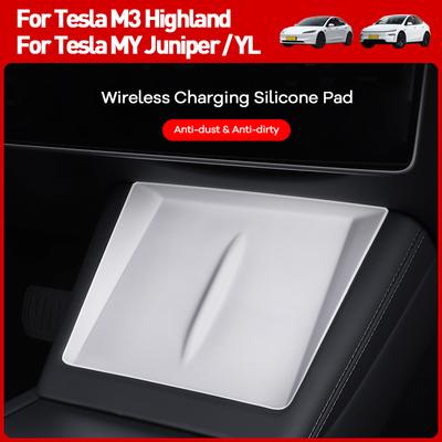For Tesla Model Y Juniper/Launch Model3 2024 2025 2026 Anti-skid Pad Wireless Charging Pad Car Phone Non-slip Mat Protective Pad
