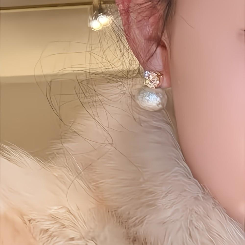 Light Luxury Zircon Stud Sweet Crystal Drop Earrings Simple Pearl Studs  Women