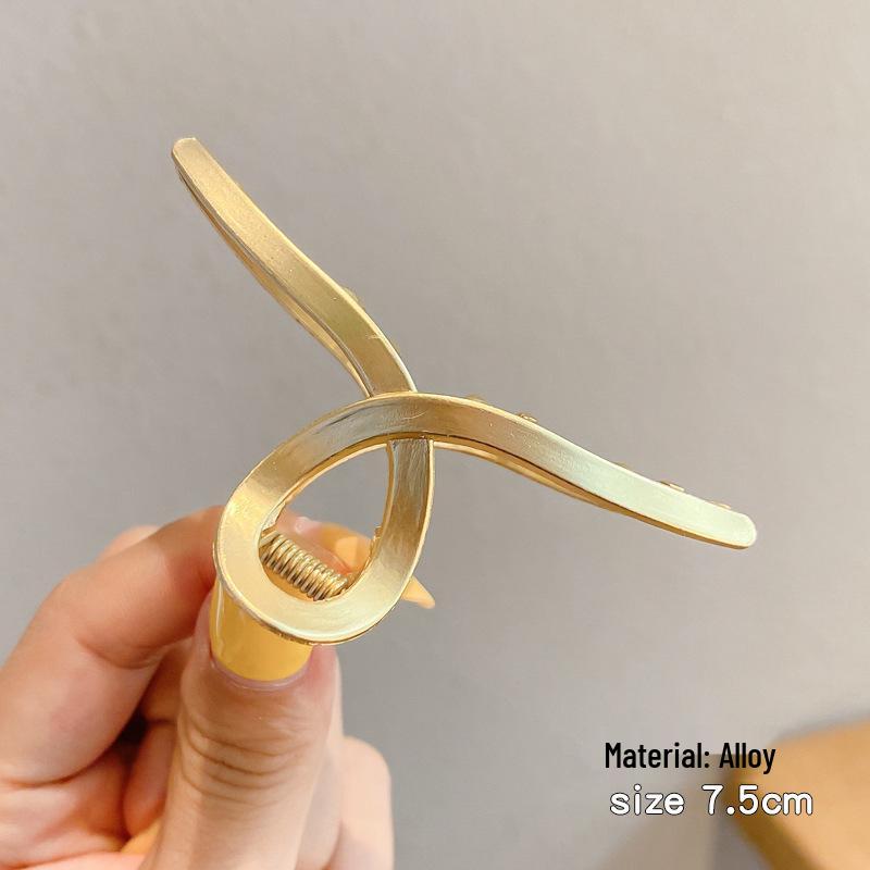 Korean-Style Pearl Metal Hair Claw Clip - Simple, Large, Elegant Shark Clip for Girls