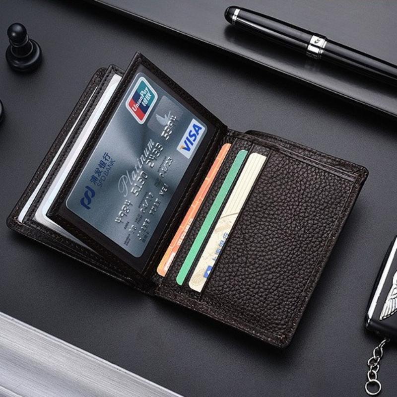 Classical Cowhide Leather Men's Wallets ID Credit Card Holders Short Coin Purses Money Bag Clip Driver License Cover