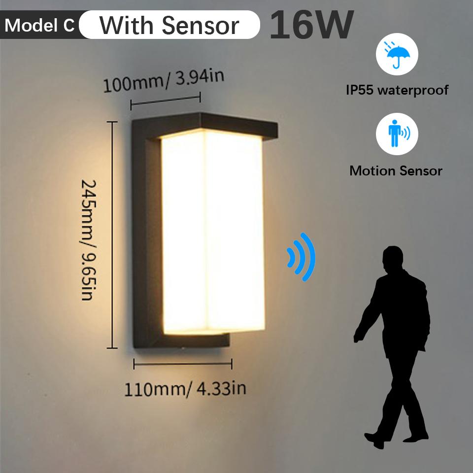LED Wall Light Motion Sensor Indoor Outdoor AC85-265V ABS Waterproof Led Lights Home Appliance For Garden Living Room Decoration