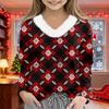 Christmas Day Girls Long Sleeve T Shirts Kids  Girls' V-Neck Tee Christmas Print Long Sleeve Top