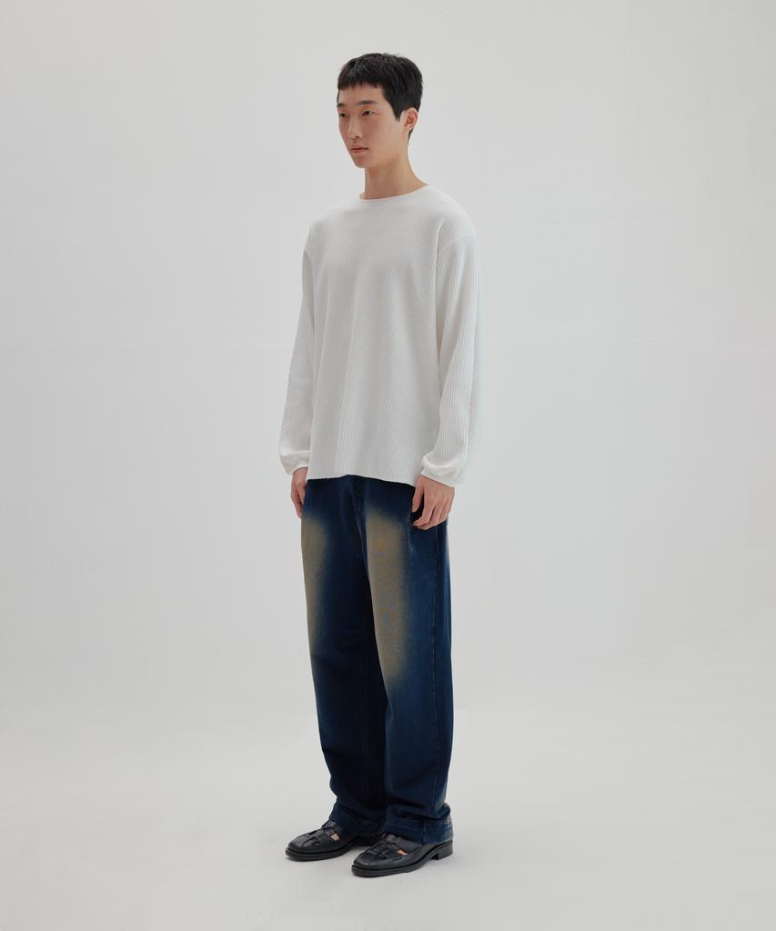 NONBLANK Waffle Boat Neck T-Shirt_White