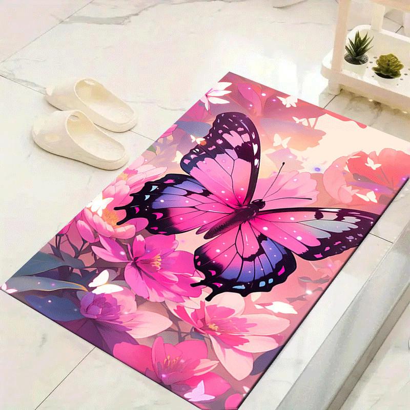 1pc Beautiful Butterfly Print, Design Indoor Area Rug - Soft, Anti-Slip, and Durable Gaming Room Decor for Bedroom