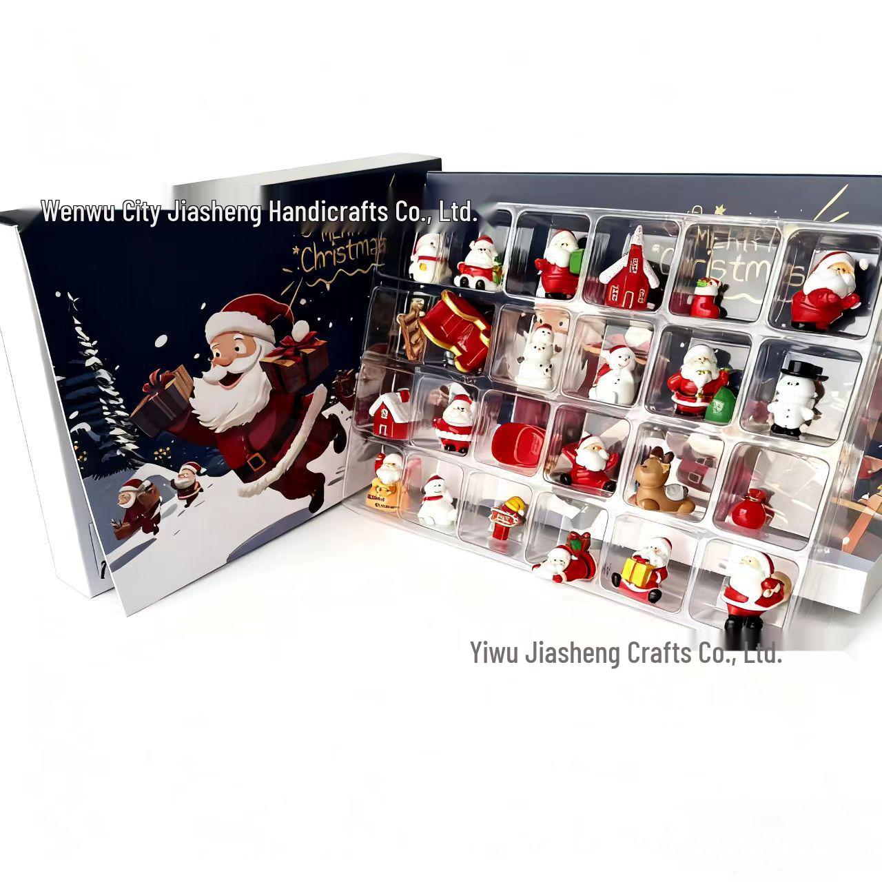 Cross-border Christmas Countdown Box: 24 Mini Resin Home Decoration Gifts