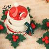 Festive Christmas Home Decor Crochet Cup Coasters with Mini Basket Handmade Holly Plants Starter Kit Hooks Berries Mat Set for Drinks Tabletop
