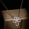 925 silver Ladies White Gold Filled Dazzling Cubic Zircon Flower Pendant Necklaces for Women Bridal Wedding Jewelry