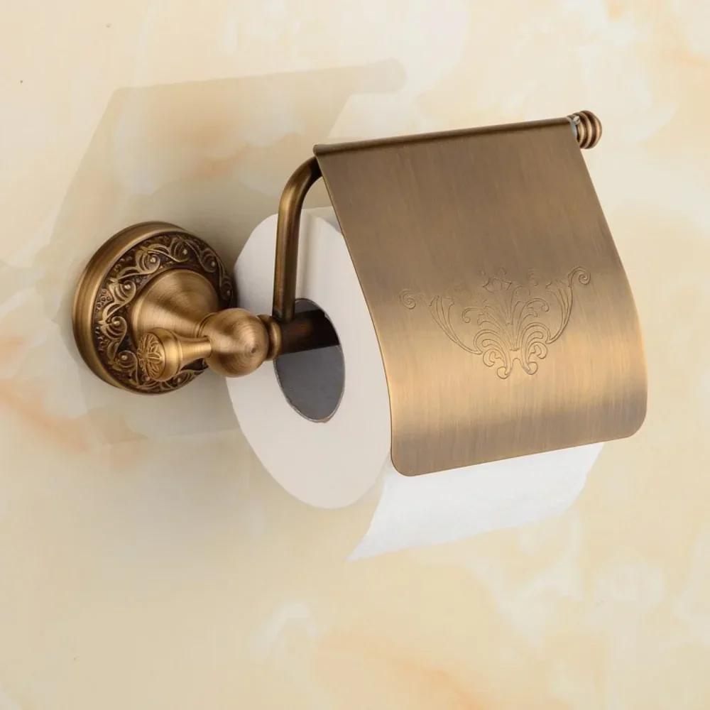 New Bathroom Household Antique Bronze Toilet Roll Paper Holder Wall Mounted Roll Tissue Shelf Dispenser Accessory Tissue Holder
