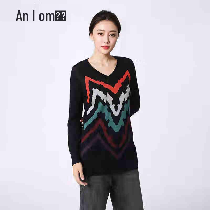 

Женский вязаный топ с V-образным вырезом и длинными рукавами от Anlom 3XL