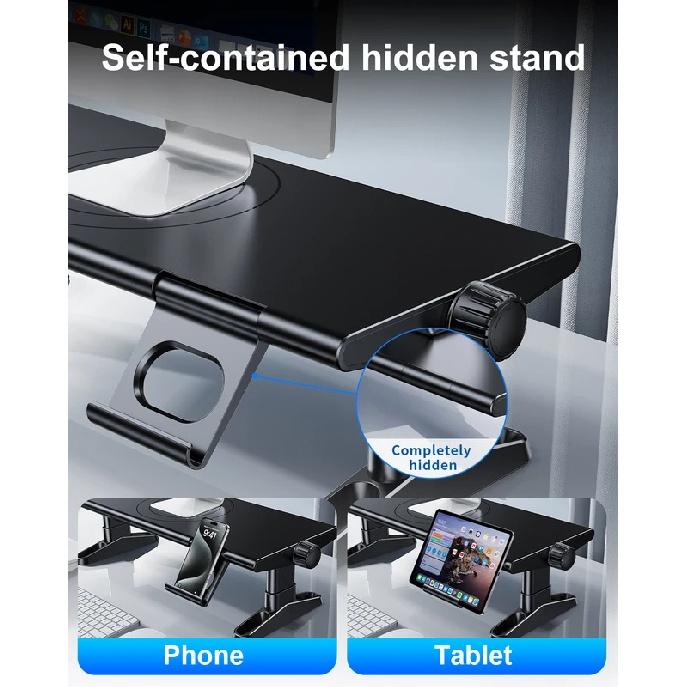 Eary Computer Monitor Stand Riser Height Adjustable With 4-Port USB 3.0 Type-C for Laptop Office Desk Accessories Phone Holder
