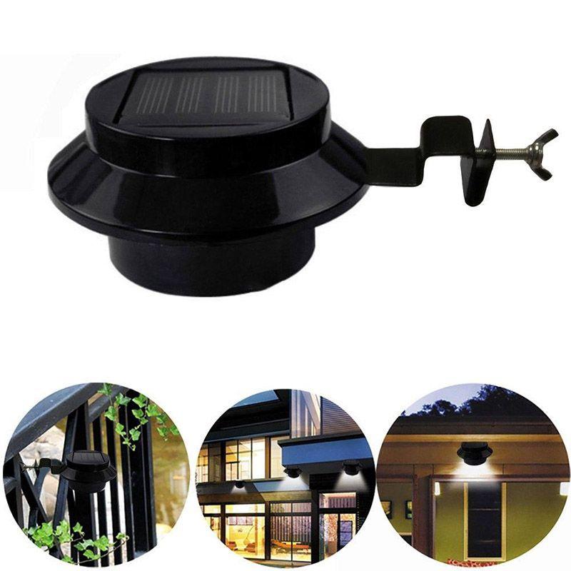 Power New Solar Powered Outdoor Garden Light Gutter Fence 3 Led Wall Lamp Bulb