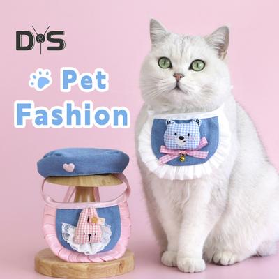 Cartoon-Haustierkostüm, Baskenmütze für kleine Hunde, mit verstellbaren Trägern, Denim-Haustier-Bandana, Verkleidungszubehör für kleine und mittelgroße Hunde und Katzen