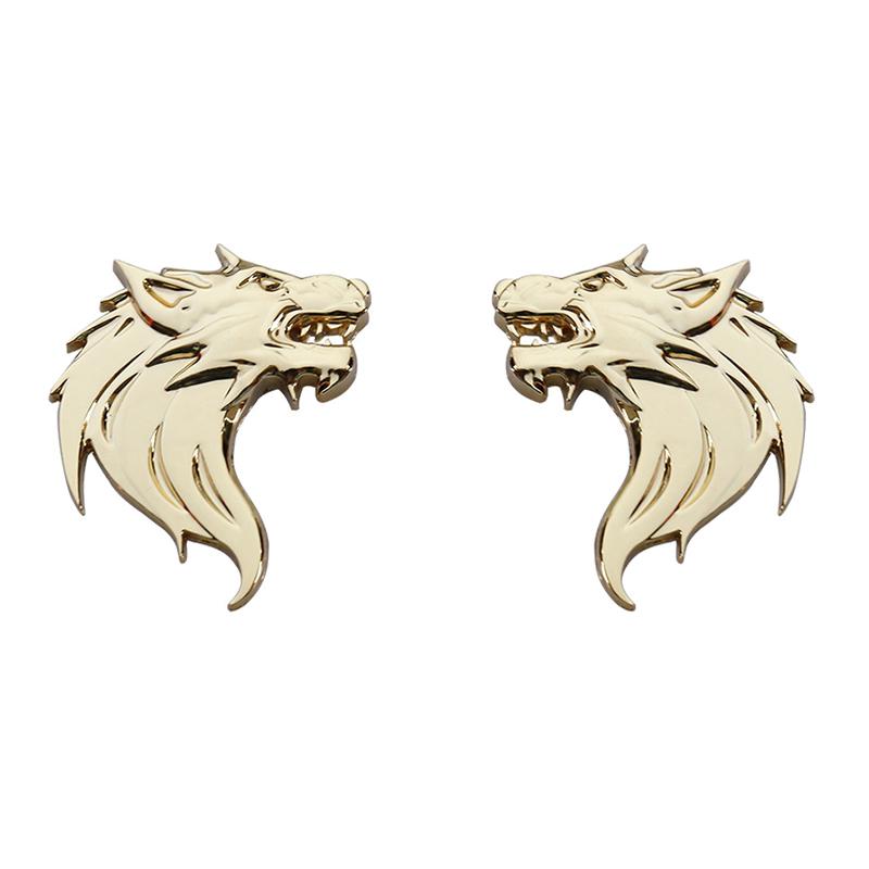 2pcs Wolf Totem Badge Car Personality Wolf Head Metal Car Sticker Modified Car Logo Wolf Head Sticker Metal Wolf Logo