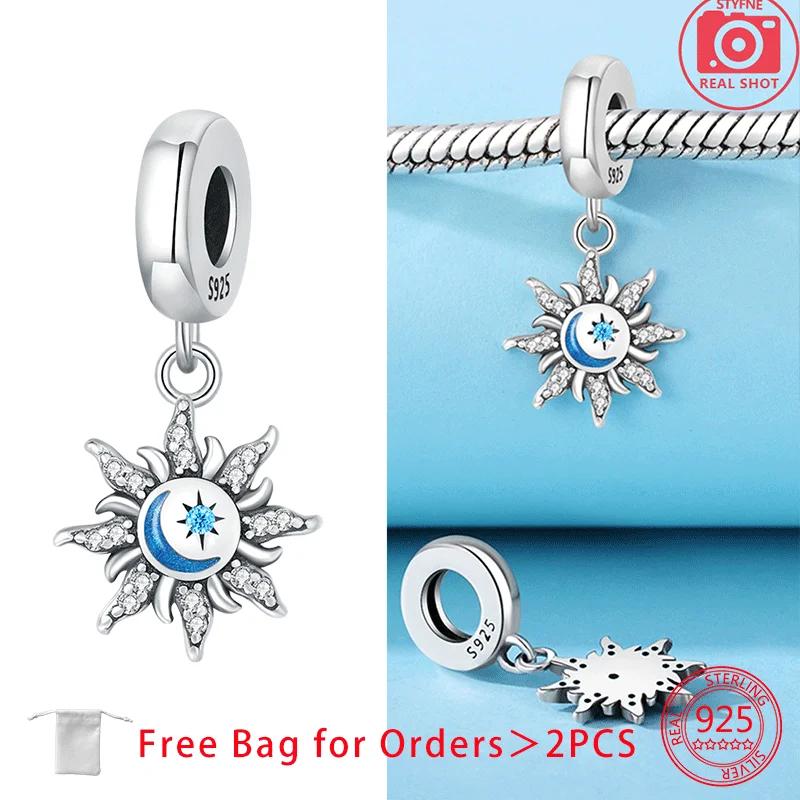 Sun Moon Star Astronaut Charms Beads Copper Zircon Pendant Fit Diy Original Bracelet Necklace Fine Jewelry Birthday Gift