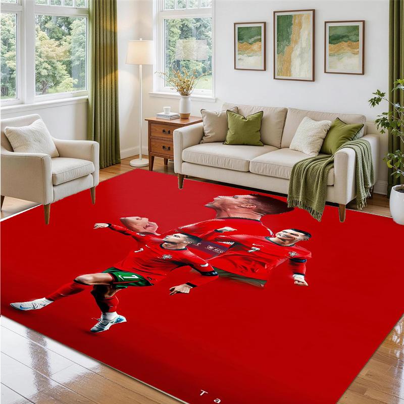 Cristiano Ronaldo Design Crystal Velvet Rug Soft Decorative Mat for Bedroom Entrance