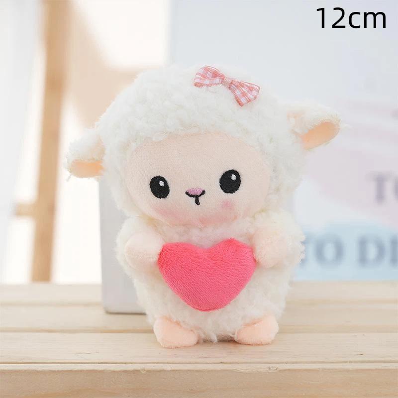 Cute Plush Bib Sheep Keychain Cartoon Animal Stuffed Charm for Backpack Decoration Girls Easter Gift