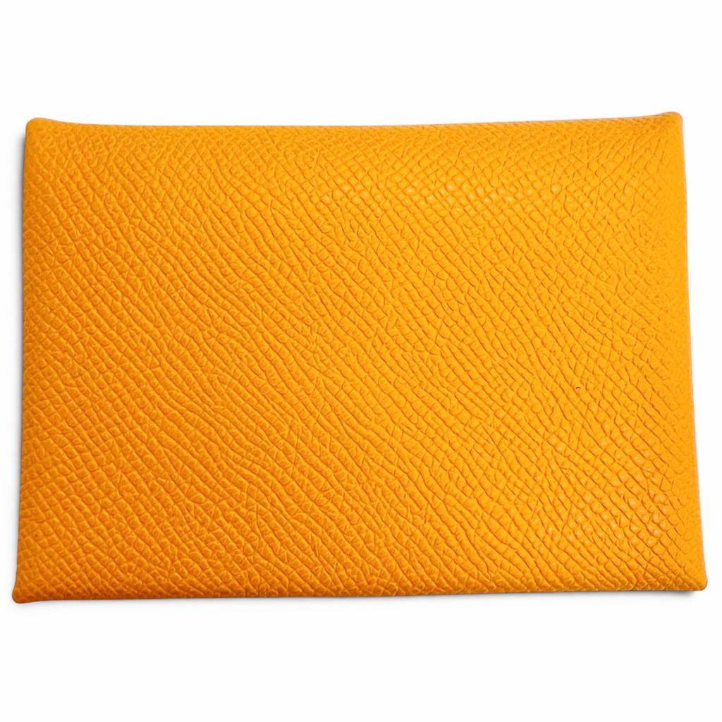 Pristine HERMES Coin Case Calvi Duo Serie Metal Compact Wallet Epsom Leather Used