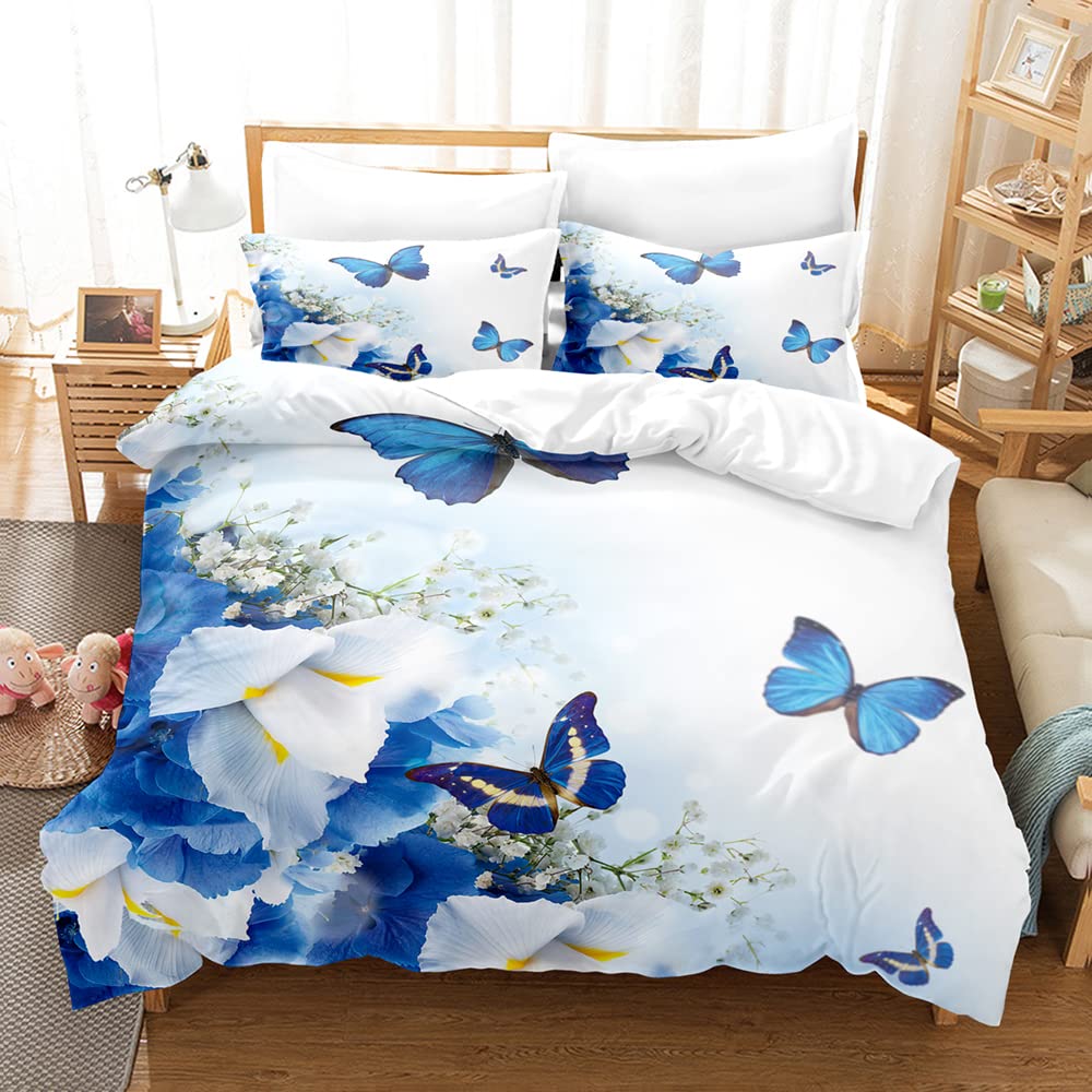 Butterfly Duvet Cover Wild Animal Bedding Set Microfiber Comforter Cover Full Queen King For Girls Teens Adult Room Dorm Decor