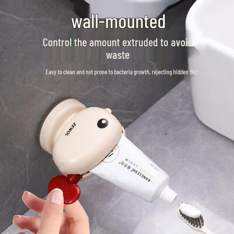 Whale Bathroom Toothpaste Dispenser: Punch-Free Wall Suction Cup for Efficient Toothpaste Storage & Waste Prevention