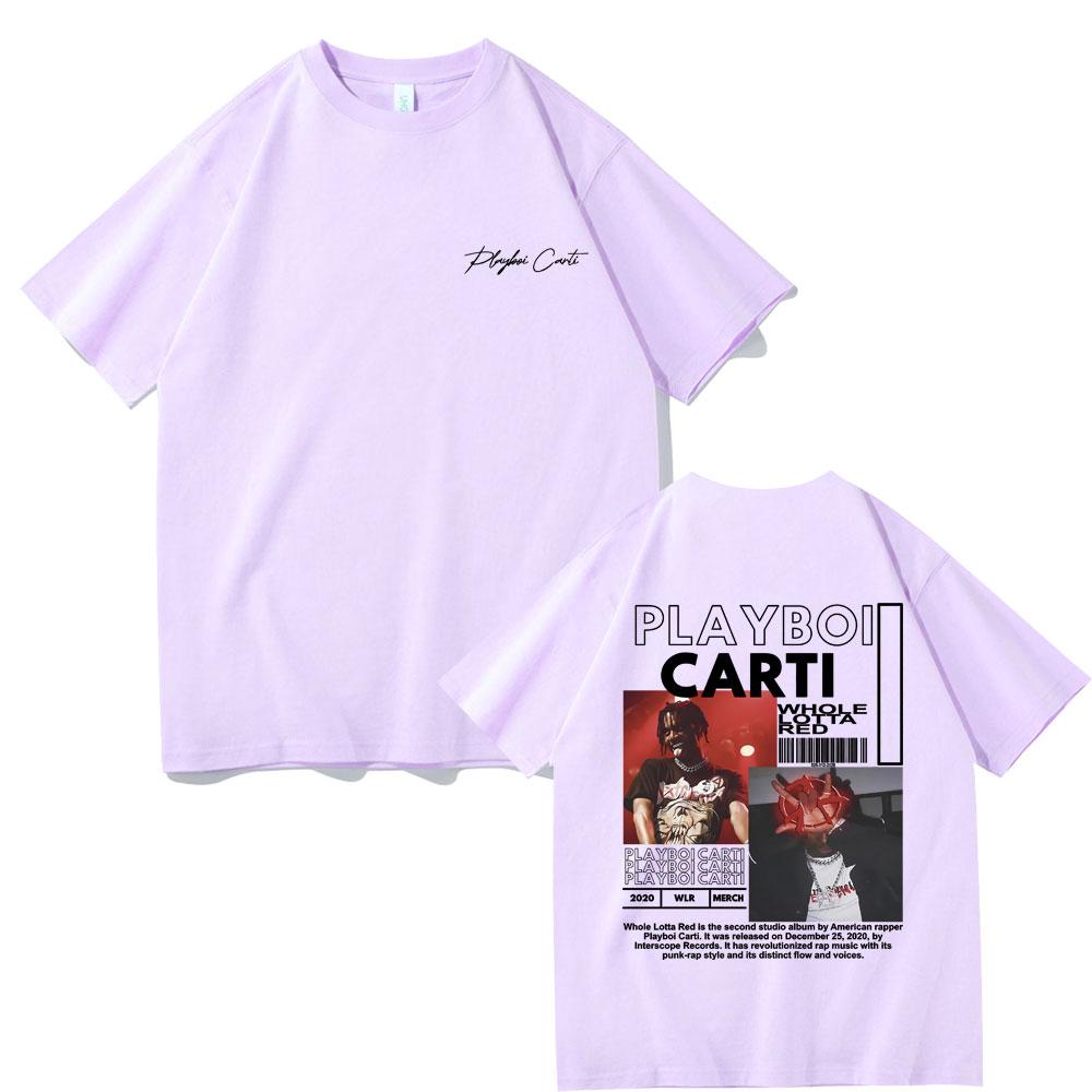 Rapper Playboi Carti Whole Lotta Red 2020 Album Graphic Tshirt Men Hip Hop Vintage T-shirt Short Sleeve Street Oversized T Shirt