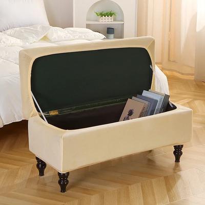 Copri pouf portaoggetti in velluto Copri sgabello lungo per panca per pianoforte Copri poggiapiedi pieghevole rettangolare elasticizzato Copri poggiapiedi per divano