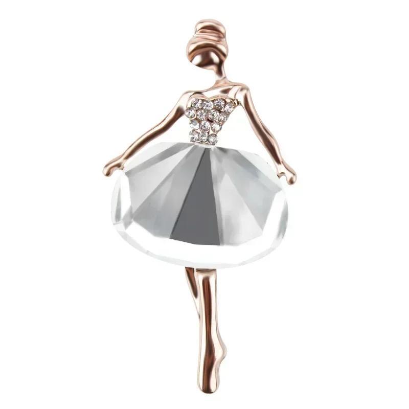 Cute Fashion Brooches Ballet Girl Dancer Crystal Brooches Cute Pin Cartoon Beautiful Princess Ballerina Jewelry Temperament Gift