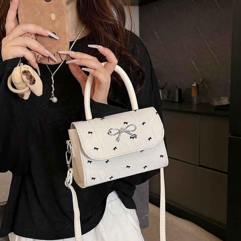 Bow printed bag women's new summer shoulder messenger bag high-end portable small square bag