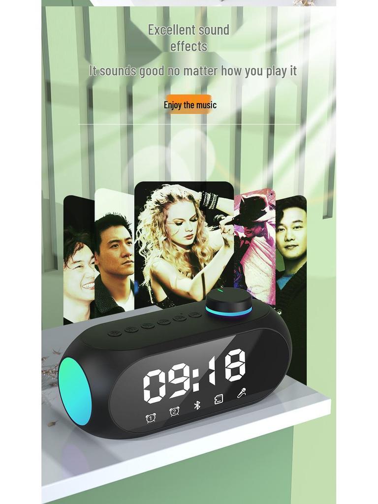 S18 Bluetooth Mini Speaker with Night Light, Subwoofer, Alarm Clock, and Desktop Functionality