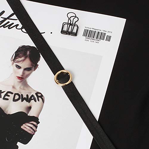 [Deelfel] Women's Black Choker Ring, Circular Choker, Collar, Fashion Accessory, Stainless Steel, Hypoallergenic, Adjustable Size (Black)