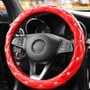 Cute Diamond Soft Leather Anti-Slip Steering Wheel Cover with Bling Bling A-Red