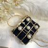 Metal Birdcage Hollow Bucket Bag Shiny Not Glittering Rhinestone Premium Pearl Portable Dinner Bag