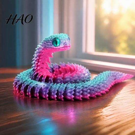 Realistisches PLA-Schlangenmodell 3D-gedrucktes, artikuliertes Spielzeug, Flexible bewegliche Gelenke, Figuren als Belohnung für Kinder im Klassenzimmer, Fidget-Spielzeug für Schreibtischdekoration