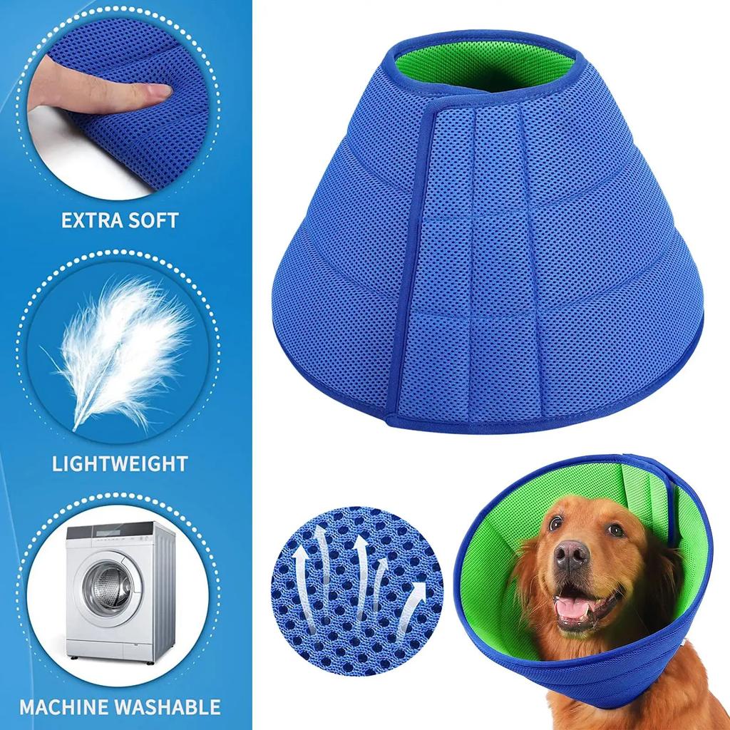 Collar isabelino para perro Collar protector para heridas Previene morder Rascarse Lamer Collar de recuperación para perro grande mediano pequeño Después de la cirugía