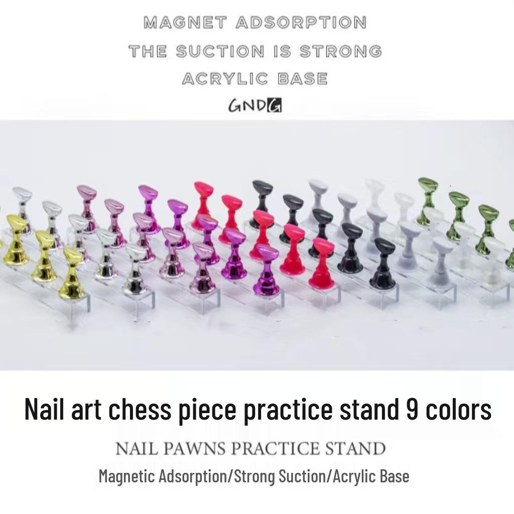 Magnetic Nail Art Practice Stand with Acrylic Base and Gem Holders