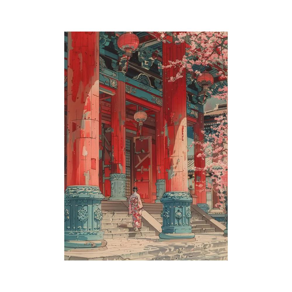 Japanese Landscape Samurai Geisha Bonsai Torii Gate Sakura Art Poster Canvas Painting Wall Prints Picture for Room Home Decor